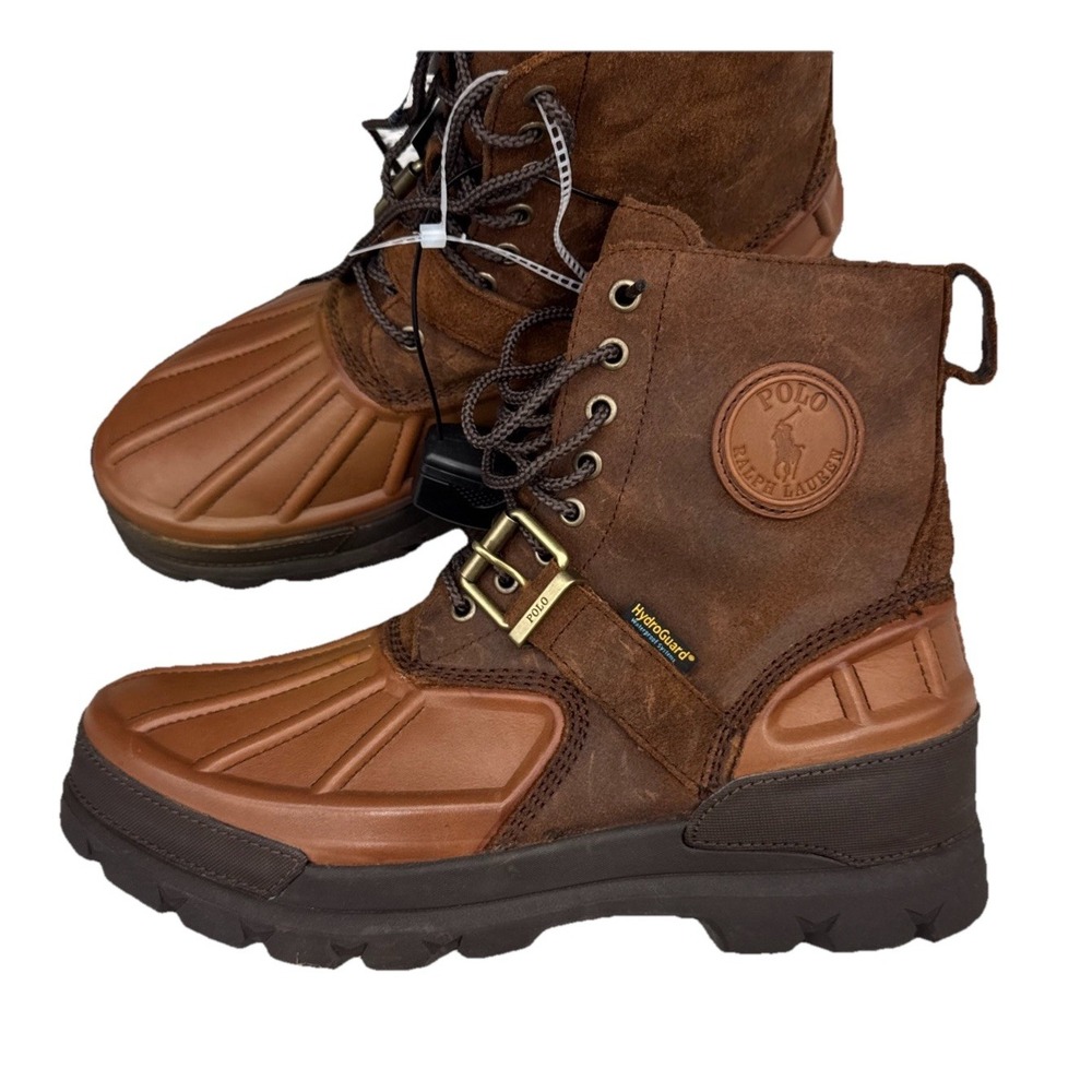 POLO RALPH LAUREN Boots Men's 11.5 Brown Leather Oslo High Waterproof Preppy NEW